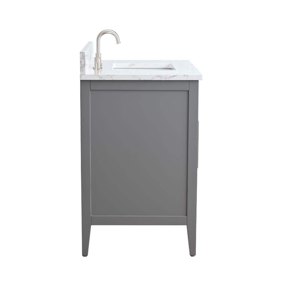 Vanity Art 36 in. W x 22 in. D x 34 in. H Single Sink Bathroom Vanity Cabinet in Cashmere Gray with Engineered Marble Top in White