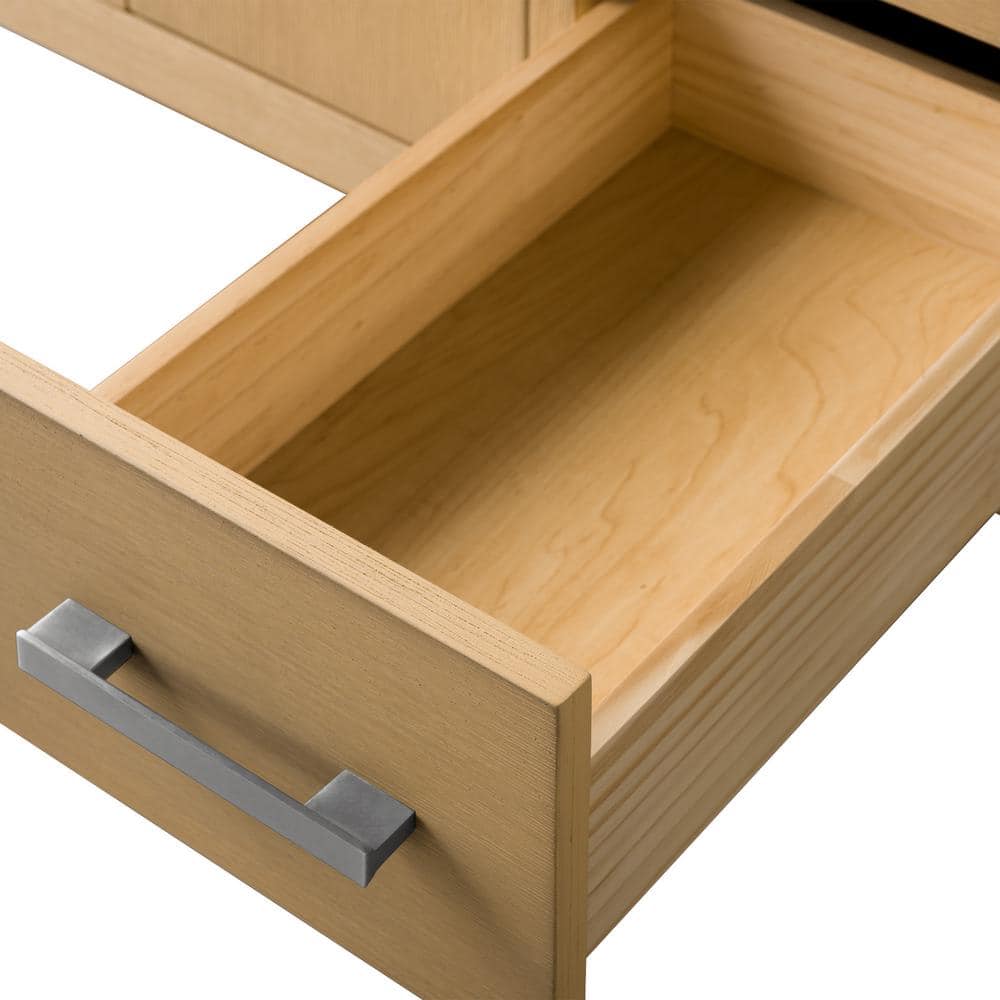 Vanity Art 36 in. W. x 22 in. D x 34 in. H Single Sink Bathroom Vanity Cabinet in Natural Oak with Engineered Marble Top in White