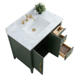 Vanity Art 36 in. W x 22 in. D x 34 in. H Single Sink Bathroom Vanity Cabinet in Vintage Green with Engineered Marble Top in White