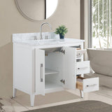 Vanity Art 36 in. W x 22 in. D x 34 in. H Single Sink Bathroom Vanity Cabinet in White with Engineered Marble Top in White