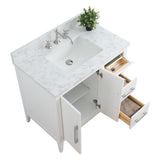 Vanity Art 36 in. W x 22 in. D x 34 in. H Single Sink Bathroom Vanity Cabinet in White with Engineered Marble Top in White