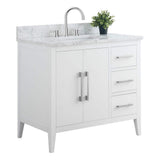 Vanity Art 36 in. W x 22 in. D x 34 in. H Single Sink Bathroom Vanity Cabinet in White with Engineered Marble Top in White