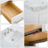 Vanity Art 36 in. W x 22 in. D x 34 in. H Single Sink Bathroom Vanity Cabinet in White with Engineered Marble Top in White