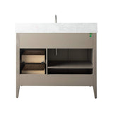 Vanity Art 42 in. W x 22 in. D x 34 in. H Single Sink Bathroom Vanity Cabinet in Driftwood Gray with Engineered Marble Top