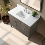 Vanity Art 42 in. W x 22 in. D x 34 in. H Single Sink Bathroom Vanity Cabinet in Driftwood Gray with Engineered Marble Top
