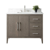 Vanity Art 42 in. W x 22 in. D x 34 in. H Single Sink Bathroom Vanity Cabinet in Driftwood Gray with Engineered Marble Top