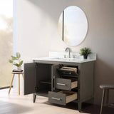 Vanity Art 42 in. W x 22 in. D x 34 in. H Single Sink Bathroom Vanity Cabinet in Driftwood Gray with Engineered Marble Top