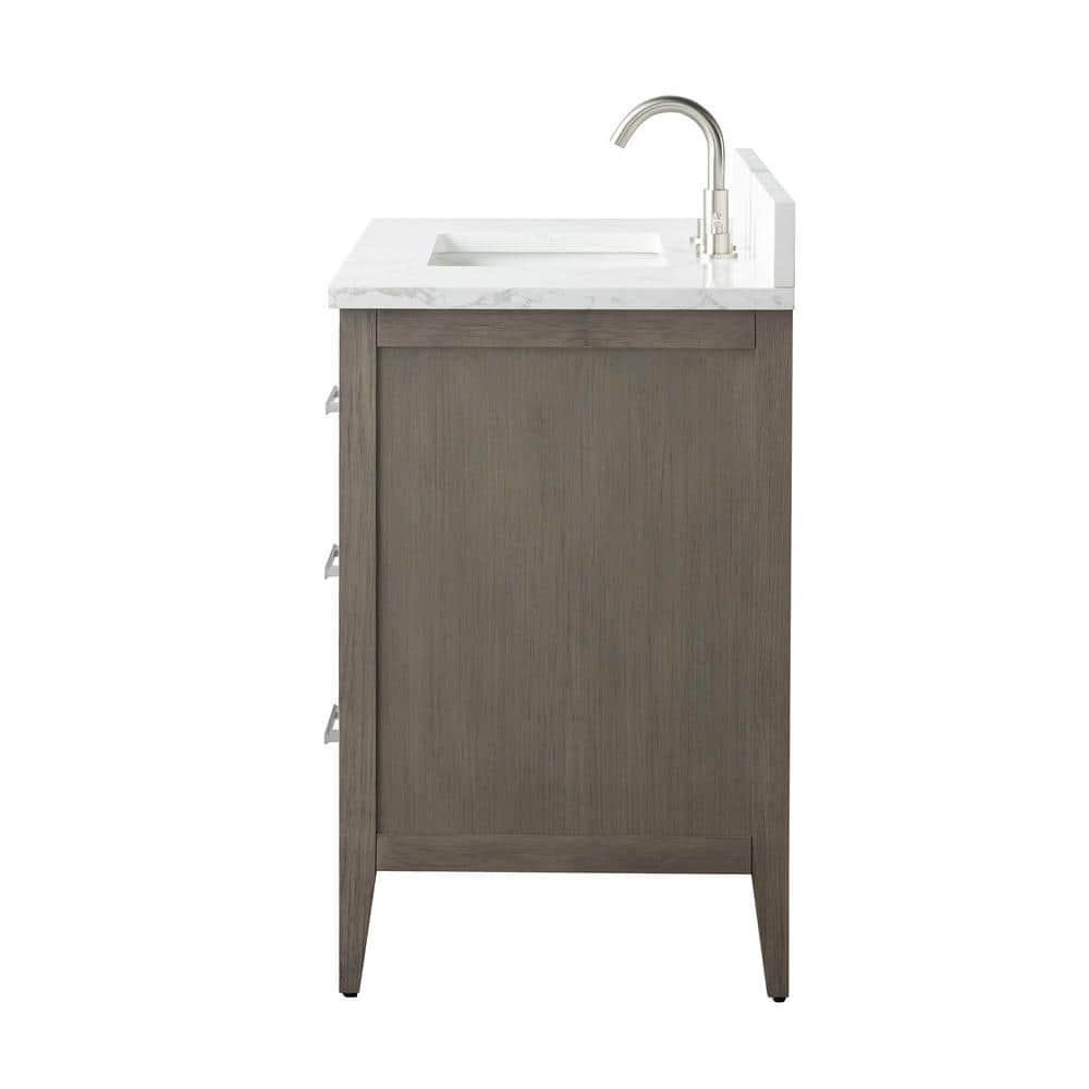 Vanity Art 42 in. W x 22 in. D x 34 in. H Single Sink Bathroom Vanity Cabinet in Driftwood Gray with Engineered Marble Top