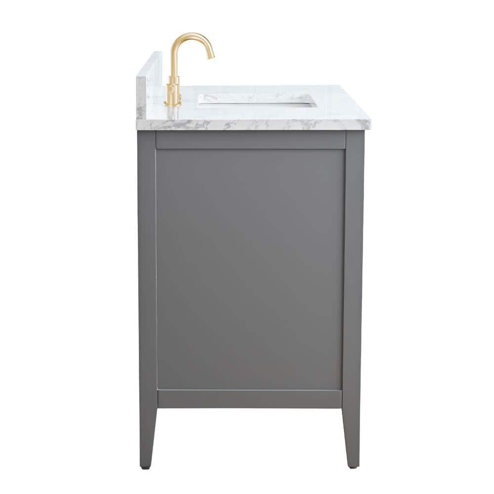 Vanity Art 42 in. W x 22 in. D x 34 in. H Single Sink Bathroom Vanity Cabinet in Cashmere Gray with Engineered Marble Top