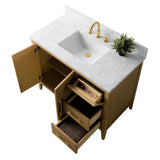 Vanity Art 42 in. W x 22 in. D x 34 in. H Single-Sink Bathroom Vanity in Natural Oak with Engineered Marble Top in Arabescato White