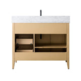 Vanity Art 42 in. W x 22 in. D x 34 in. H Single-Sink Bathroom Vanity in Natural Oak with Engineered Marble Top in Arabescato White