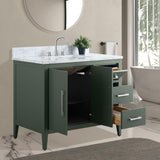 Vanity Art 42 in. W x 22 in. D x 34 in. H Single Sink Bathroom Vanity Cabinet in Vintage Green with Engineered Marble Top