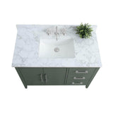 Vanity Art 42 in. W x 22 in. D x 34 in. H Single Sink Bathroom Vanity Cabinet in Vintage Green with Engineered Marble Top