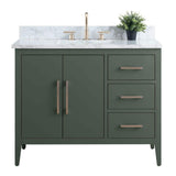 Vanity Art 42 in. W x 22 in. D x 34 in. H Single Sink Bathroom Vanity Cabinet in Vintage Green with Engineered Marble Top