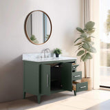 Vanity Art 42 in. W x 22 in. D x 34 in. H Single Sink Bathroom Vanity Cabinet in Vintage Green with Engineered Marble Top