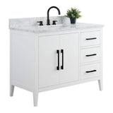 Vanity Art 42 in. W x 22 in. D x 34 in. H Single Sink Bathroom Vanity Cabinet in White with Engineered Marble Top