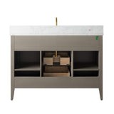 Vanity Art 48 in. W x 22 in. D x 34 in. H Single Sink Bathroom Vanity Cabinet in Driftwood Gray with Engineered Marble Top