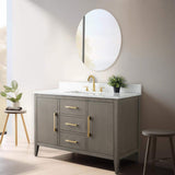 Vanity Art 48 in. W x 22 in. D x 34 in. H Single Sink Bathroom Vanity Cabinet in Driftwood Gray with Engineered Marble Top