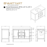 Vanity Art 48 in. W x 22 in. D x 34 in. H Single Sink Bathroom Vanity Cabinet in Driftwood Gray with Engineered Marble Top
