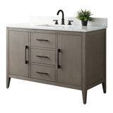 Vanity Art 48 in. W x 22 in. D x 34 in. H Single-Sink Bath Vanity in Driftwood Gray with Engineered Marble Top in Arabescato White
