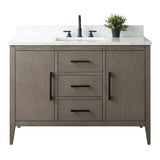 Vanity Art 48 in. W x 22 in. D x 34 in. H Single-Sink Bath Vanity in Driftwood Gray with Engineered Marble Top in Arabescato White