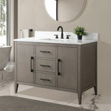 Vanity Art 48 in. W x 22 in. D x 34 in. H Single-Sink Bath Vanity in Driftwood Gray with Engineered Marble Top in Arabescato White