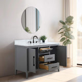 Vanity Art 48 in. W x 22 in. D x 34 in. H Single Sink Bathroom Vanity Cabinet in Cashmere Gray with Engineered Marble Top