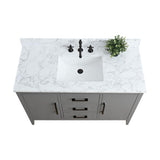 Vanity Art 48 in. W x 22 in. D x 34 in. H Single Sink Bathroom Vanity Cabinet in Cashmere Gray with Engineered Marble Top