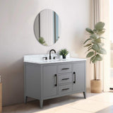 Vanity Art 48 in. W x 22 in. D x 34 in. H Single Sink Bathroom Vanity Cabinet in Cashmere Gray with Engineered Marble Top