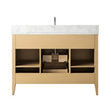 Vanity Art 48 in. W. x 22 in. D x 34 in. H Single Sink Bathroom Vanity Cabinet in Natural Oak with Engineered Marble Top in White