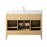 Vanity Art 48 in. W x 22 in. D x 34 in. H Single-Sink Bathroom Vanity in Natural Oak with Engineered Marble Top in Arabescato White