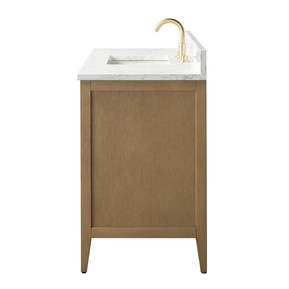 Vanity Art 48 in. W x 22 in. D x 34 in. H Single-Sink Bathroom Vanity in Natural Oak with Engineered Marble Top in Arabescato White