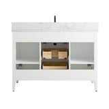 Vanity Art 48 in. W x 22 in. D x 34 in. H Single Sink Bathroom Vanity Cabinet in White with Engineered Marble Top