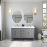 Vanity Art 60 in. W x 22 in. D x 34 in. H Double Sink Bathroom Vanity Cabinet in Cashmere Gray with Engineered Marble Top in White
