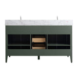 Vanity Art 60 in. W x 22 in. D x 34 in. H Double Sink Bathroom Vanity Cabinet in Vintage Green with Engineered Marble Top in White