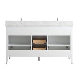 Vanity Art 60 in. W x 22 in. D x 34 in. H Double Sink Bathroom Vanity Cabinet in White with Engineered Marble Top in White