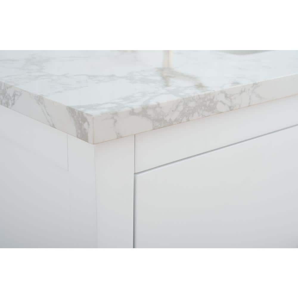 Vanity Art 60 in. W x 22 in. D x 34 in. H Double Sink Bathroom Vanity Cabinet in White with Engineered Marble Top in White