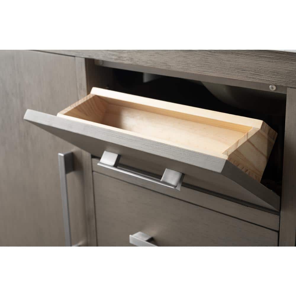 Vanity Art 60 in. W. x 22 in. D x 34 in. H Single Sink Bathroom Vanity Cabinet Driftwood Gray with Engineered Marble Top in White