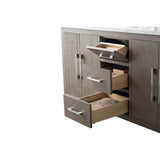 Vanity Art 60 in. W. x 22 in. D x 34 in. H Single Sink Bathroom Vanity Cabinet Driftwood Gray with Engineered Marble Top in White