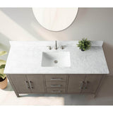 Vanity Art 60 in. W. x 22 in. D x 34 in. H Single Sink Bathroom Vanity Cabinet Driftwood Gray with Engineered Marble Top in White