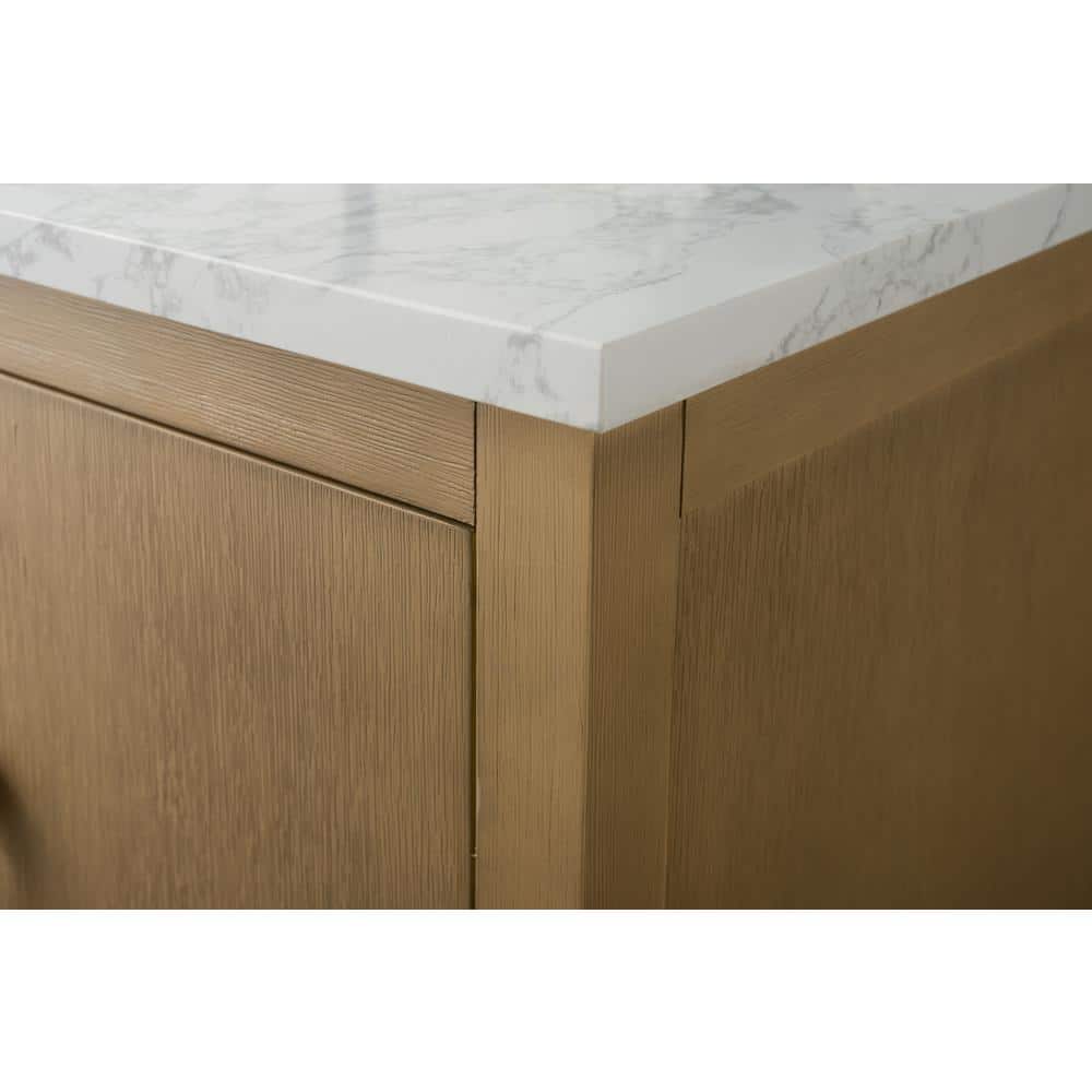 Vanity Art 60 in. W x 22 in. D x 34 in. H Single Sink Bathroom Vanity Cabinet in Natural Oak with Engineered Marble Top
