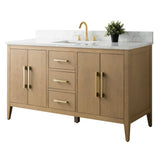 Vanity Art 60 in. W x 22 in. D x 34 in. H Single-Sink Bathroom Vanity in Natural Oak with Engineered Marble Top in Arabescato White