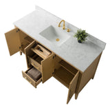 Vanity Art 60 in. W x 22 in. D x 34 in. H Single-Sink Bathroom Vanity in Natural Oak with Engineered Marble Top in Arabescato White