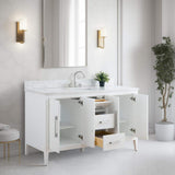 Vanity Art 60 in. W x 22 in. D x 34 in. H Single Sink Bathroom Vanity Cabinet in White with Engineered Marble Top in White