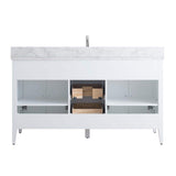 Vanity Art 60 in. W x 22 in. D x 34 in. H Single Sink Bathroom Vanity Cabinet in White with Engineered Marble Top in White