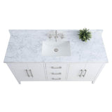Vanity Art 60 in. W x 22 in. D x 34 in. H Single Sink Bathroom Vanity Cabinet in White with Engineered Marble Top in White