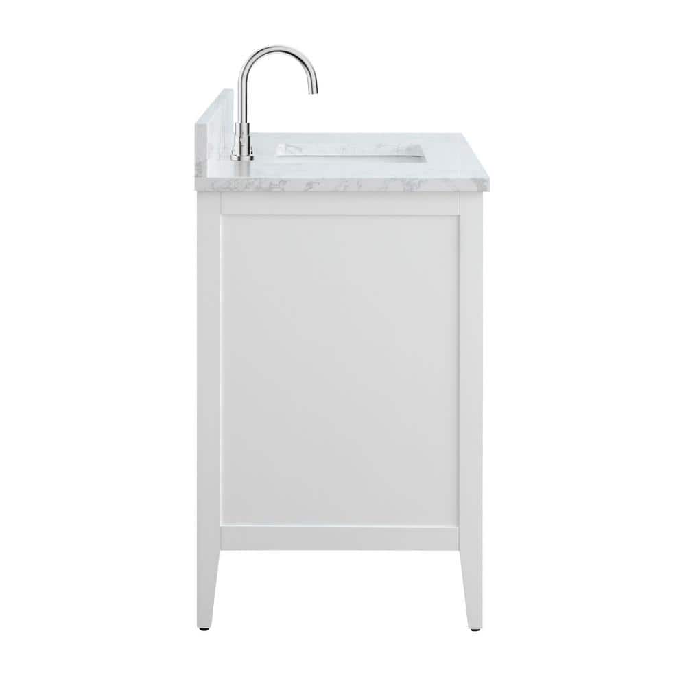 Vanity Art 60 in. W x 22 in. D x 34 in. H Single Sink Bathroom Vanity Cabinet in White with Engineered Marble Top in White