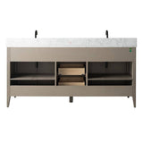 Vanity Art 72 in. W. x 22 in. D x 34 in. H Double Sink Bathroom Vanity Cabinet Driftwood Gray with Engineered Marble Top in White