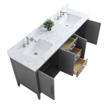 Vanity Art 72 in. W x 22 in. D x 34 in. H Double Sink Bathroom Vanity Cabinet in Cashmere Gray with Engineered Marble Top