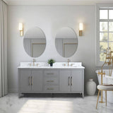 Vanity Art 72 in. W x 22 in. D x 34 in. H Double Sink Bathroom Vanity Cabinet in Cashmere Gray with Engineered Marble Top